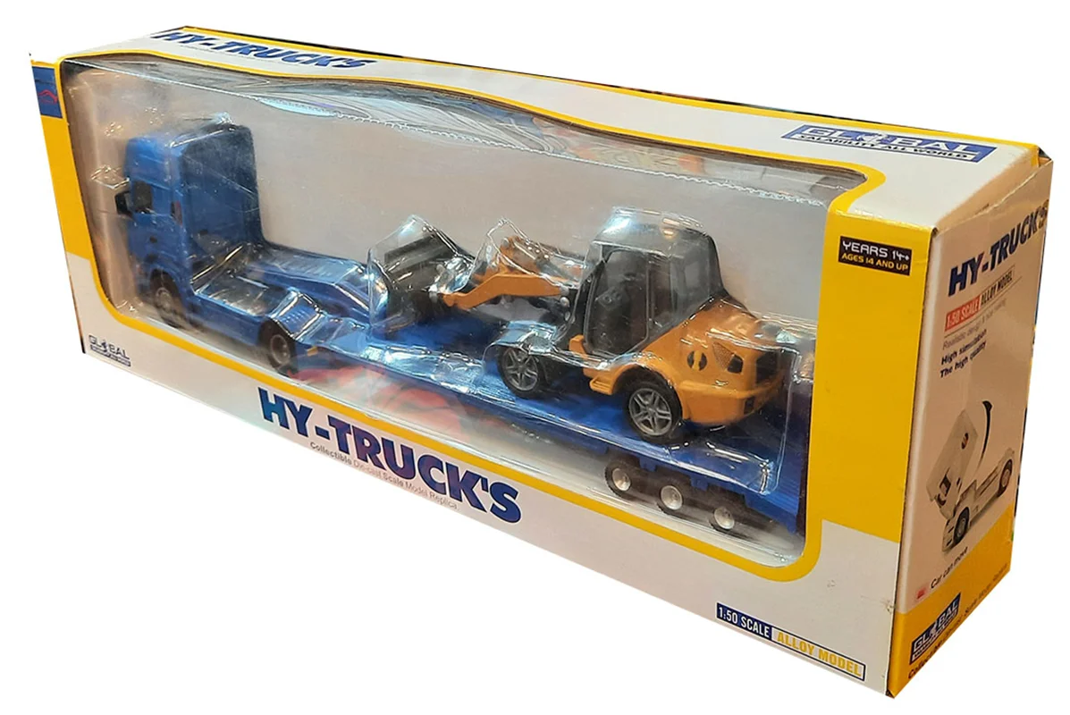خرید ماکت فلزی اسباب بازی ماشین فلزی های تراک «کامیون اسکانیا کفی با لودر» Hy Truck Gl Ball Diecast Trailer Truck Scania With Loader 5012-25