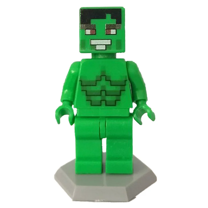 نمای جلوی مینی فیگور لگو هالک ماینکرفتی با جزئیات کامل صورت و بدن