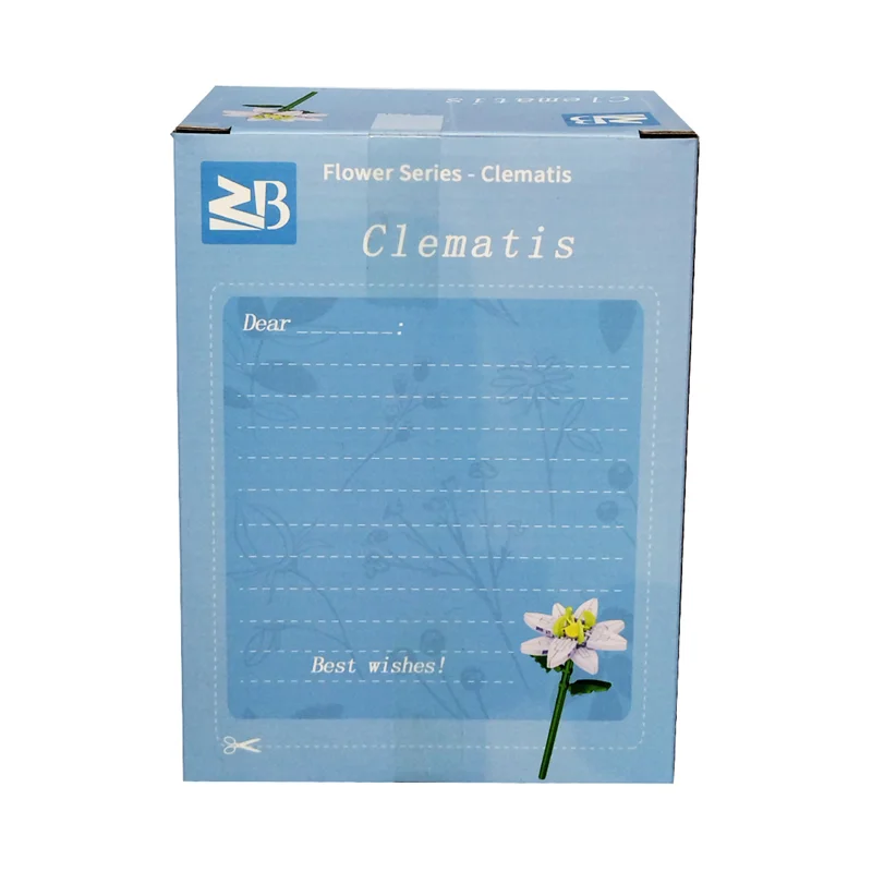 نمای پشت جعبه لگو گل کلماتیس ۹۰ قطعه ZB Flower Series Clematis