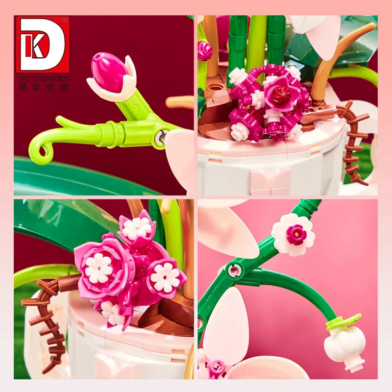 نمای نزدیک از جزییات برگها و گلها در لگو Orchid in Coffee Cup