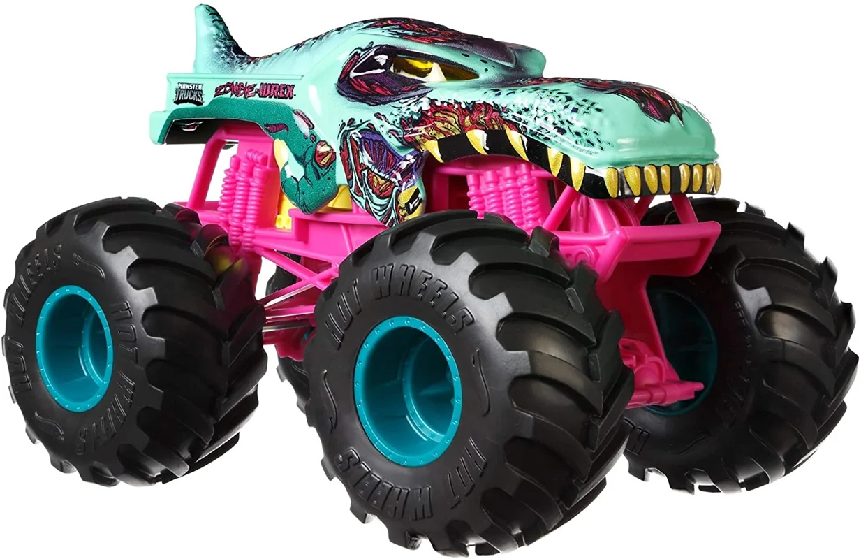 خرید ماشین فلزی ماکت فلزی ماشین فلزی هات ویلز کامیون های هیولا «زامبی رکس» ماشین فلزی Hot Wheels Monster Trucks Zombie Wrex Animal Attack FYJ44 10/10 74/75