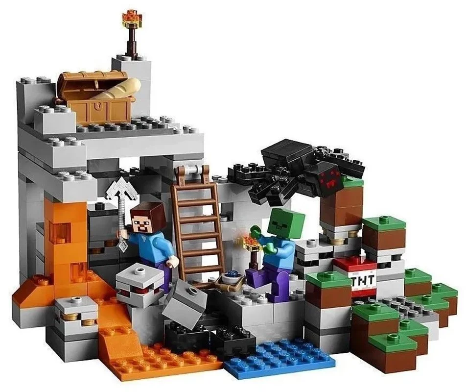 خرید لگو ماین کرافت، لگو استیو، لگو اسپایدر، لگوغار، لگو حفره، لگو زیر زمین، لگو «ماینکرافت، ساخت وساز در زیرزمین»  Lego My World Minecraft Build Your Own Creations Constructor Cave 10174
