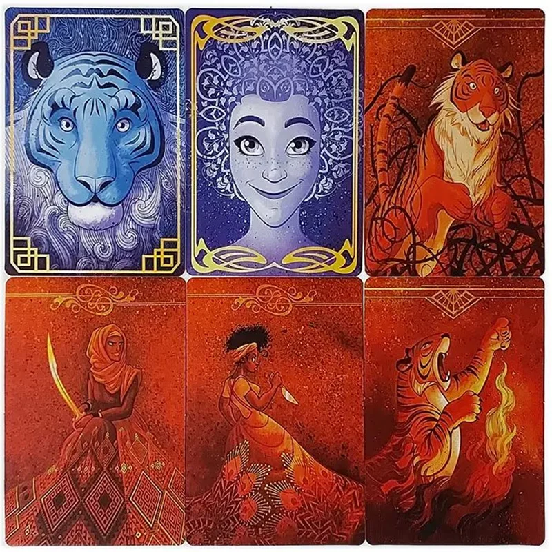 نمایی از کارتها و سنگهای بازی ببر و بانو