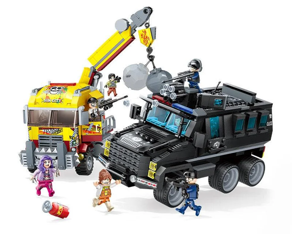 خرید لگو ساختنی گودی «ماشین یگان ویژه و جرثقیل، عملیات نجات طوفان» Building Blocks Gudi Hurricane Rescue Operations lego 10206