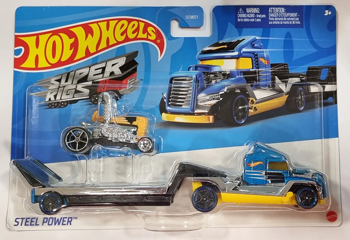 خرید کامیون حمل ماشین ماشین فلزی هات ویلز کامیون «استیل پاو» کامیون فلزی Hot Wheels Super Rigs Steel Power CGC18-LA14 BDW51
