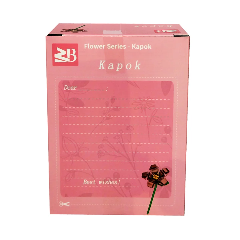 نمای پشت جعبه لگو گل کاپوک ۹۰ قطعه ZB Flower Series Kapok