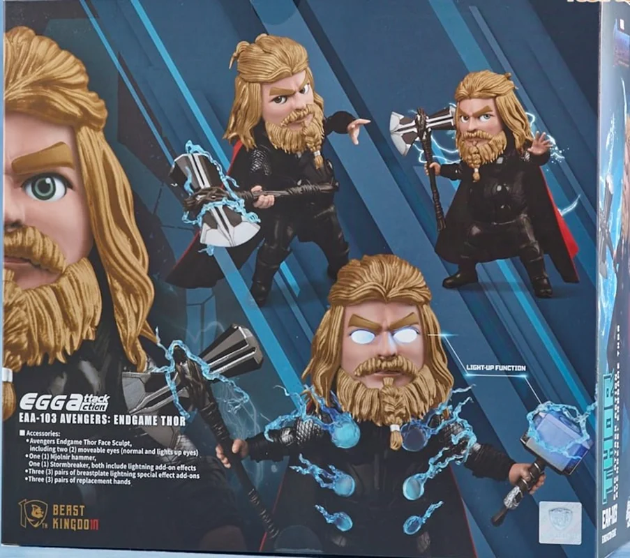 نمای پشت بسته بندی فیگور Thor با لوازم جانبی Thor Endgame Beast Kingdom
