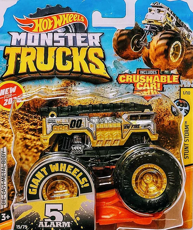 خرید ماشین فلزی ماکت فلزی ماشین فلزی هات ویلز کامیون های هیولا «5 آلارم» ماشین فلزی Hot Wheels Monster Trucks 5 Alaram Stunt Strome FYJ44 1/10 15/75