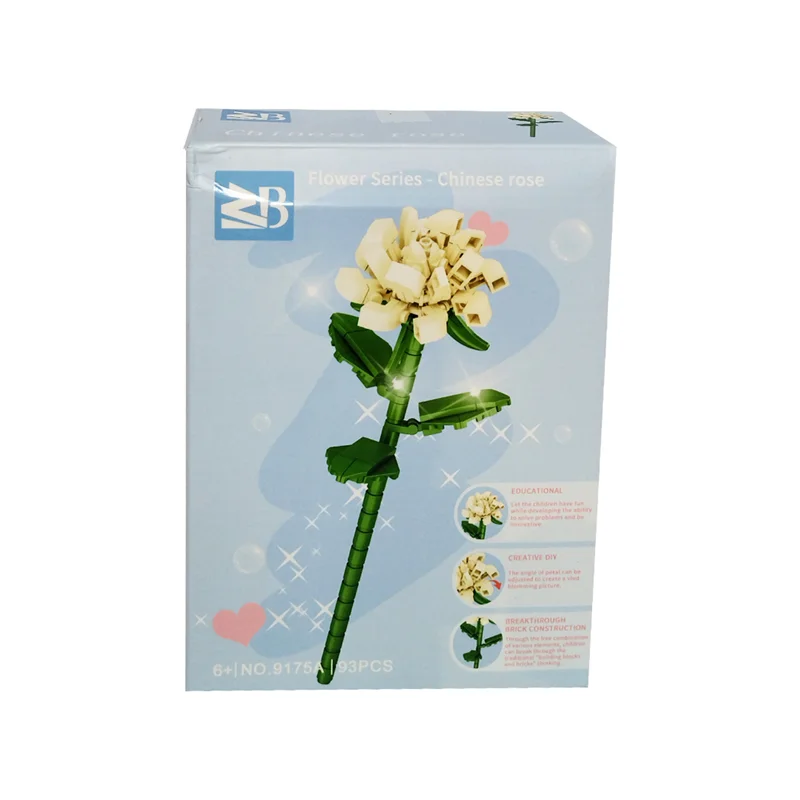 نمای روبرو از لگو گل رز چینی Chinese Rose ZB Flower Series