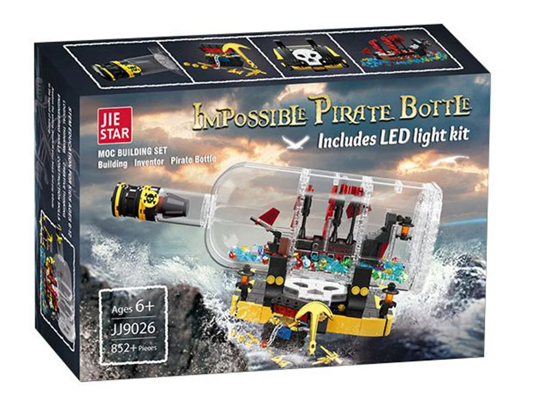 ۱. لگو کشتی در بطری JIE STAR Impossible Pirate Bottle نمای جلو