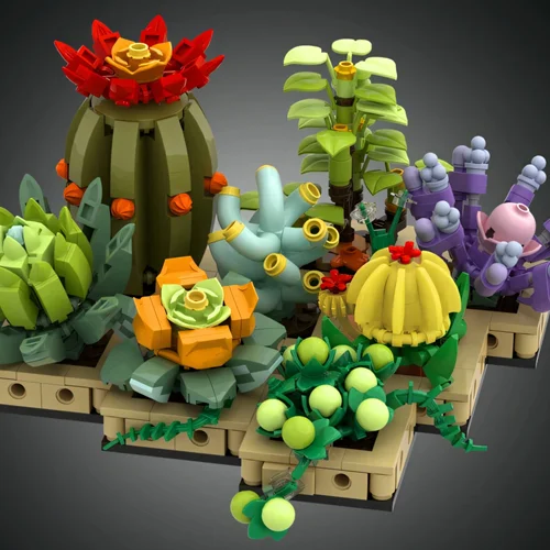 ست 8 تایی لگو گل کاکتوس  succulent plant Cactus DZ6015