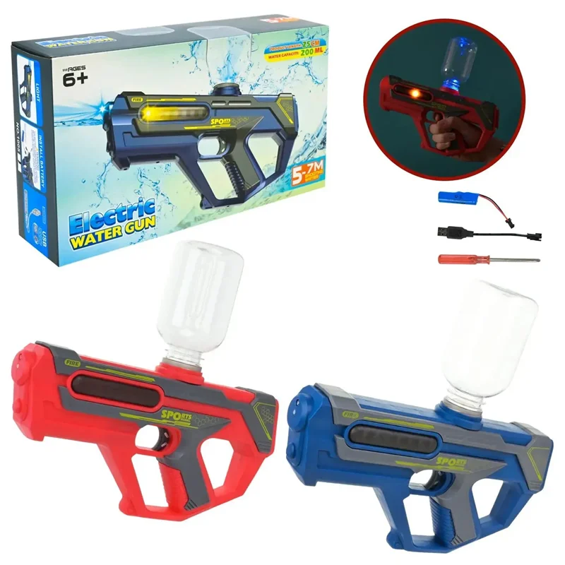 تفنگ آبپاش شارژی اسپورت Electric Water Gun قطعات محصول در دو رنگ آبی و قرمز