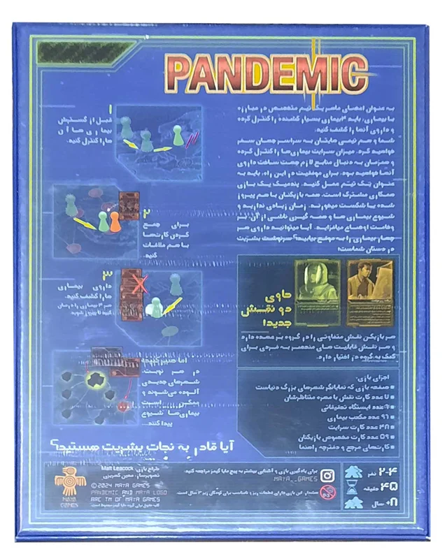 پشت جعبه بازی فکری مایا گیمز پندمیک Pandemic