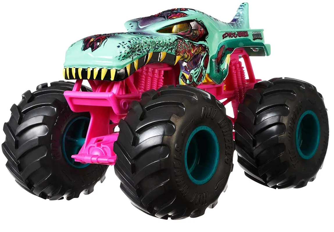 خرید ماشین فلزی ماکت فلزی ماشین فلزی هات ویلز کامیون های هیولا «زامبی رکس» ماشین فلزی Hot Wheels Monster Trucks Zombie Wrex Animal Attack FYJ44 10/10 74/75