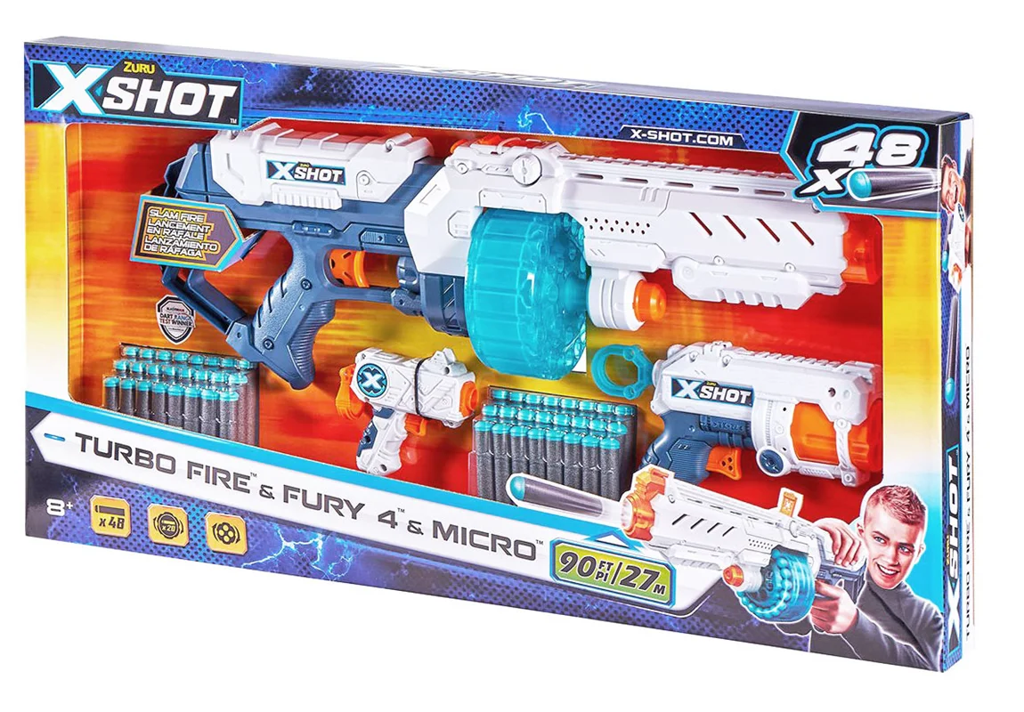 خرید تیر ابری زورو ایکس شات «بسته 3 تایی توربو فایر و فیوری و میکرو6»  Zuru X Shot Turbo Fire & Fury 4 & Micro 36345