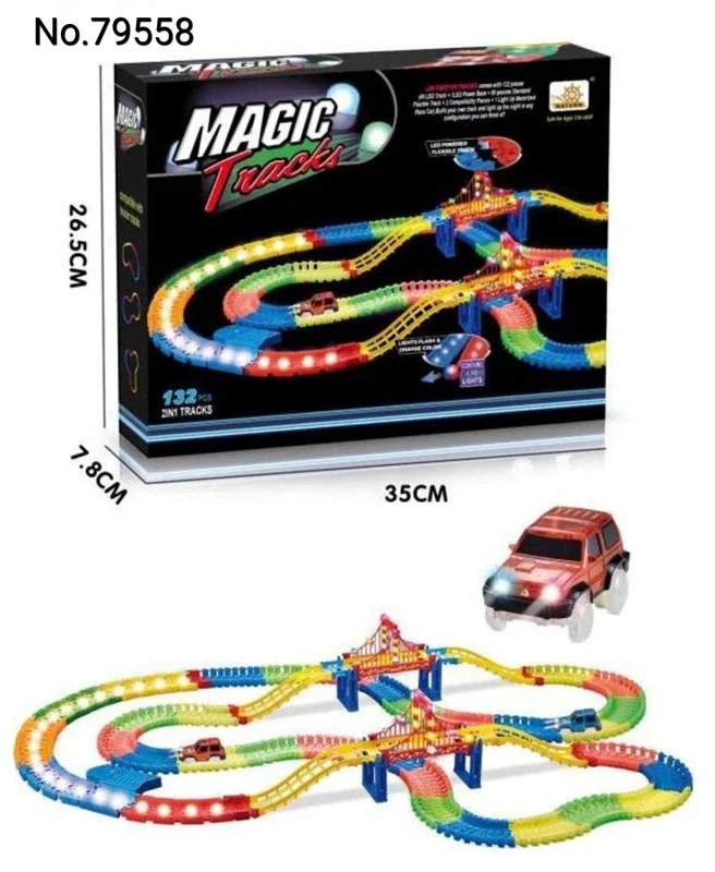 ماشین جادویی چراغدار مدل Magic Track 79558 - مسیر با پیچ و خمهای جذاب و اندازه جعبه