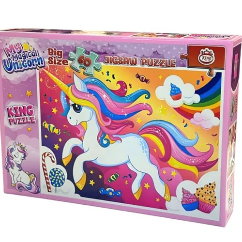 پازل کینگ 60 قطعه تک شاخ جادویی من My Magical Unicorn