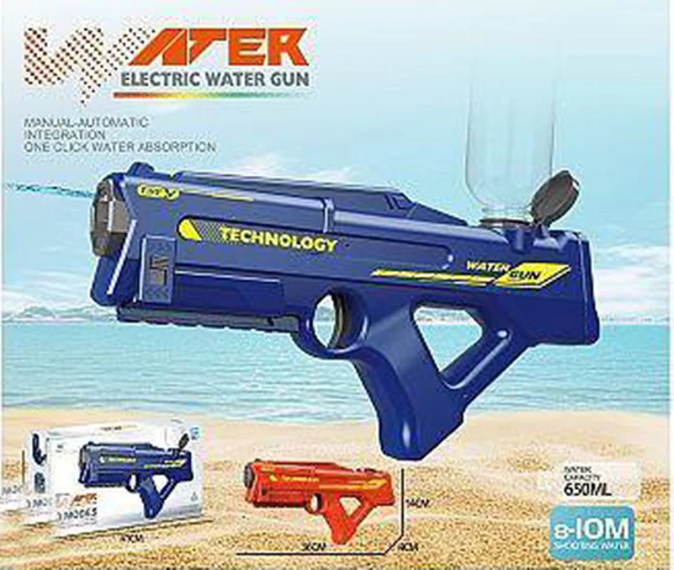 تفنگ آبپاش شارژی 3002 Electric Water Gun نمای محصول در دو رنگ آبی و قرمز