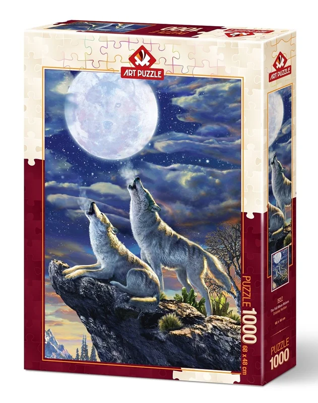 جعبه بستهبندی پازل گرگها در ماه کامل - نمای کلی از بستهبندی پازل