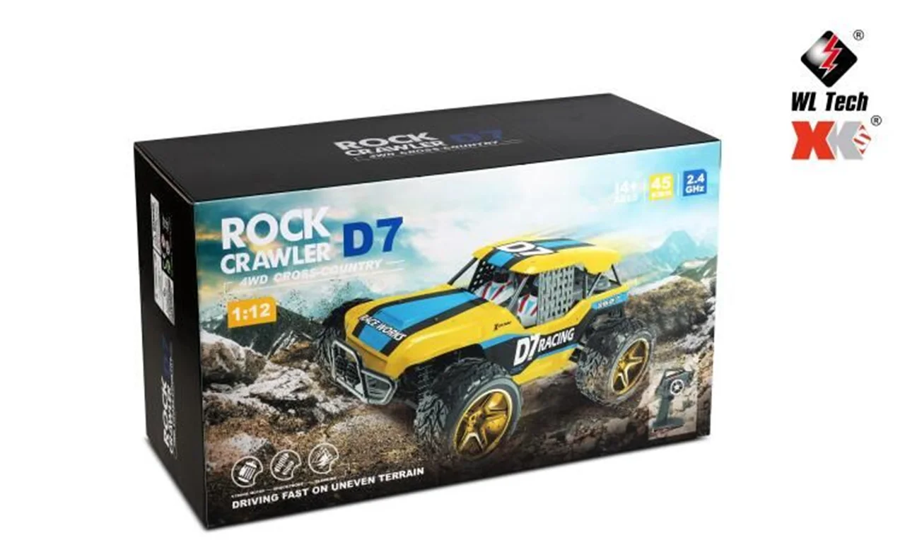 نمای مورب از بسته بندی ماشین کنترلی آفرود راک کراولر Rock Crawler D7