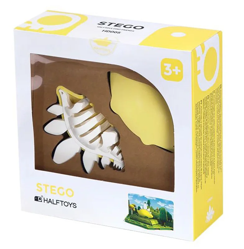 خرید بازی فکری ساختنی دایناسور 3 بعدی مغناطیسی «دایناسور استگوبا تصاویر متغییر»  Halftoys 3D Bone Puzzle Magnet Play Dino friends Diorama Stego Dinosaur HD005