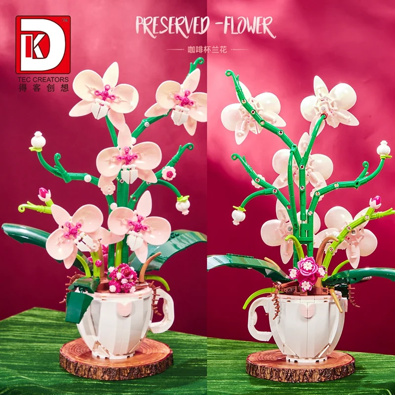 نمای جلو و پشت از لگو گل ارکیده در فنجان - Orchid in Coffee Cup