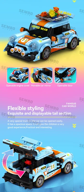 خرید لگو سمبو بلاک سری جهانی فیموس کار BK.8 «لیتل بر» Sembo Blocks Famous car world series BK.8 The Little bear 714011