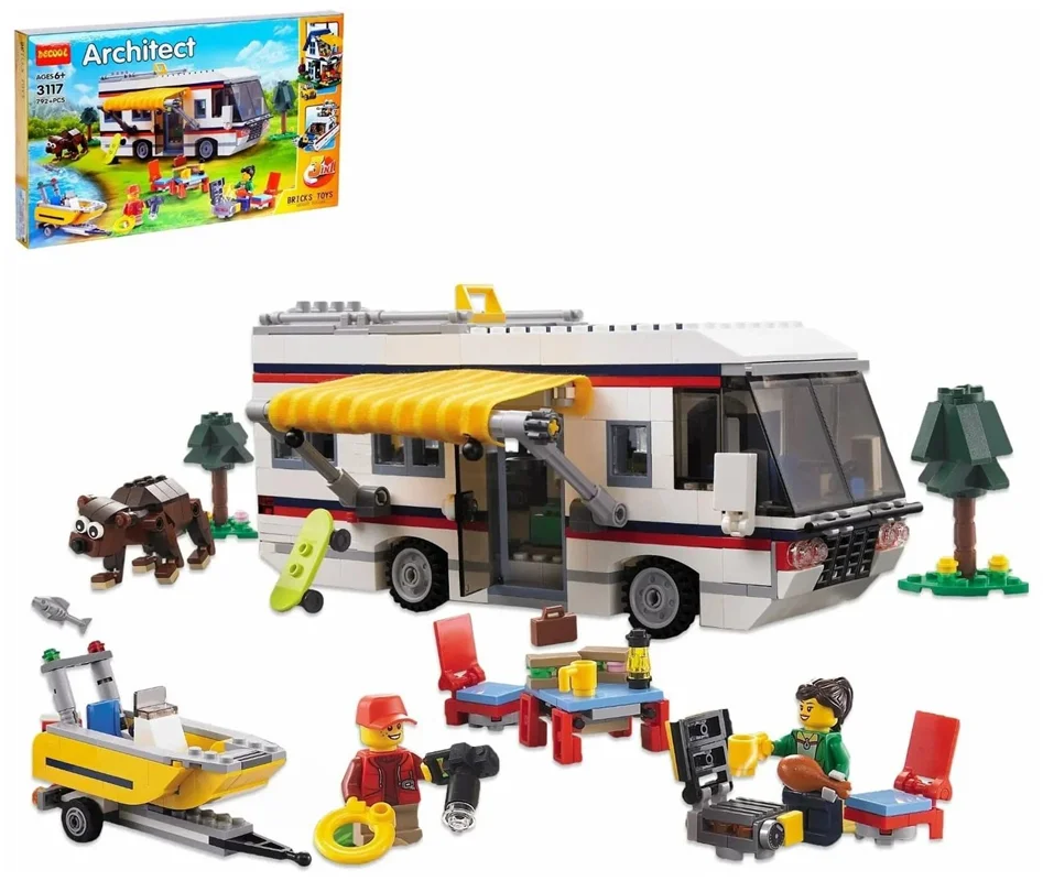 خرید لگو بریک آرشیتکت «کمپینگ تعطیلات» Building Blocks Brick Architect Holiday camping car yacht villa  3117