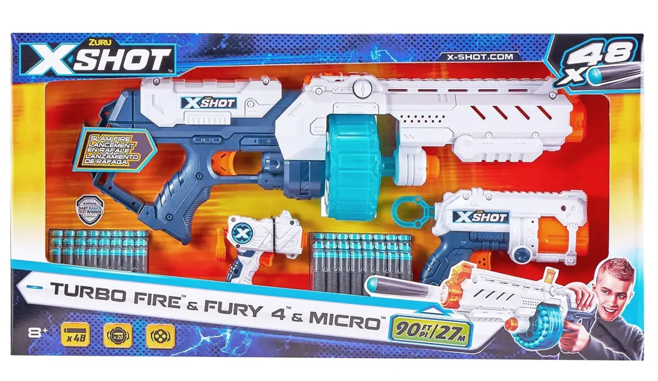 خرید تیر ابری زورو ایکس شات «بسته 3 تایی توربو فایر و فیوری و میکرو6»  Zuru X Shot Turbo Fire & Fury 4 & Micro 36345
