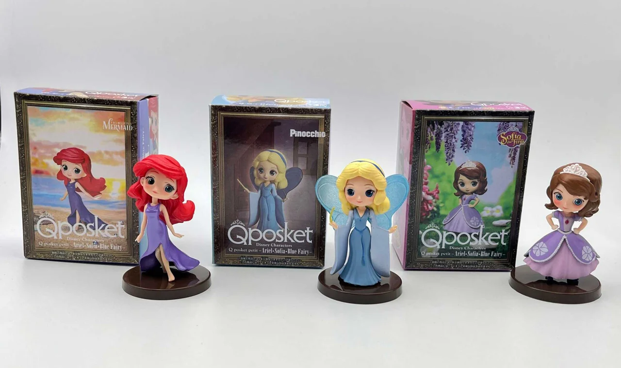 خرید اکشن فیگور شخصیت های دیزنی «ست 3 تایی فرشته پینوکیو، سوفیا، پری دریایی آریل» Disney Characters Q posket Blue Fairy, Sofia, Ariel Set Of 3 Figure