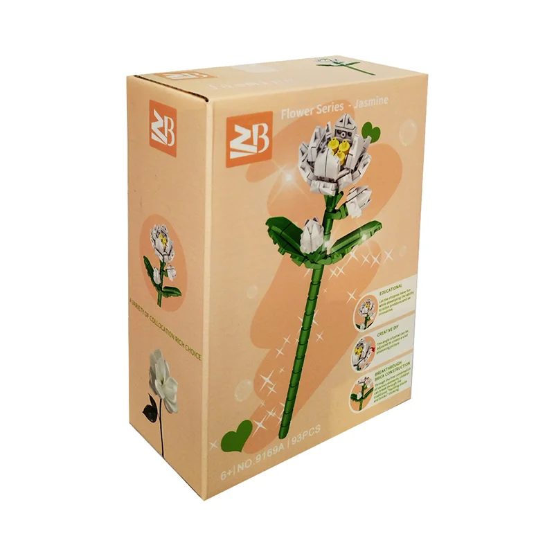 نمای مورب از جعبه و طراحی گل یاس ZB Flower Series Jasmine
