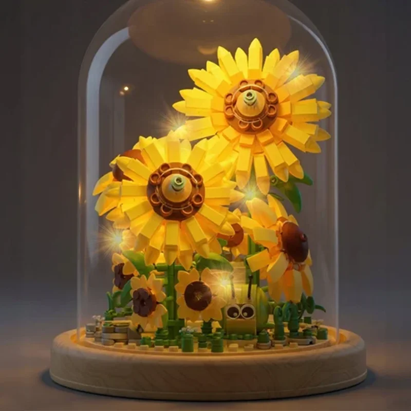 نورپردازی لگو دسته گل آفتابگردان جاودانه Sunflower Immortal Flower 623002