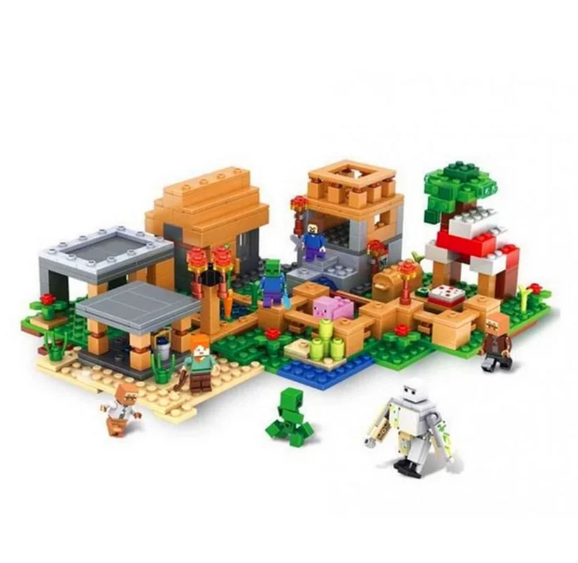 نمای کلی دهکده ساخته شده با لگو Minecraft