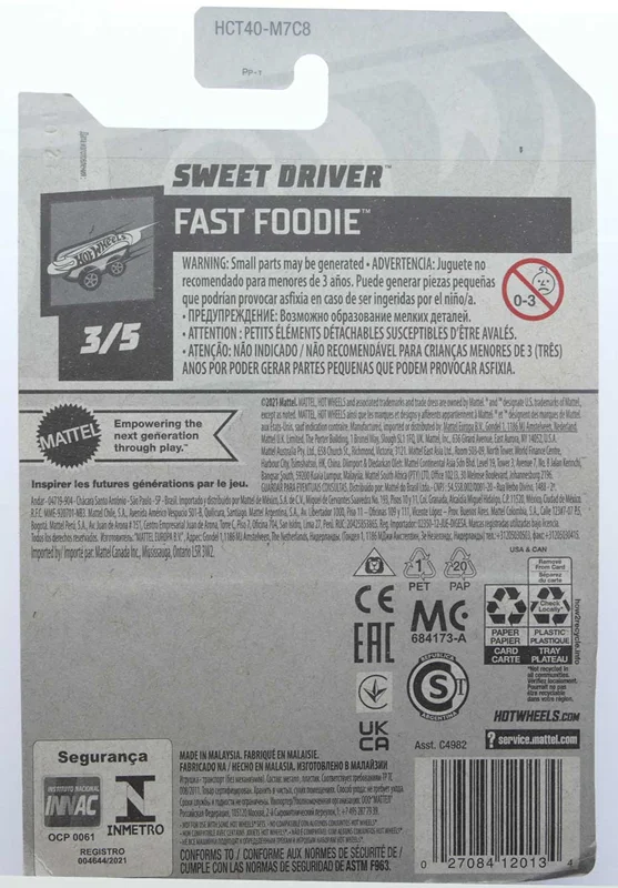پشت کارت بستهبندی هات ویلز سوییت درایور Fast Foodie Hot Wheels Sweet Drive