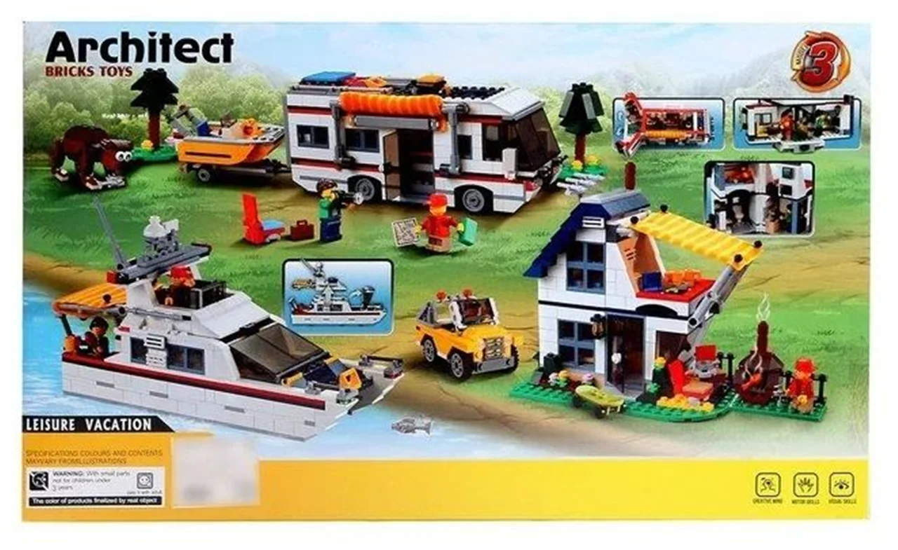 خرید لگو بریک آرشیتکت «کمپینگ تعطیلات» Building Blocks Brick Architect Holiday camping car yacht villa  3117