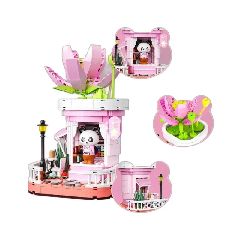لگو پاندا گل فروشی لوتوس Panda Flower Shop Lotus نمای نزدیک از پیشخوان فروش و گلهای تزئینی