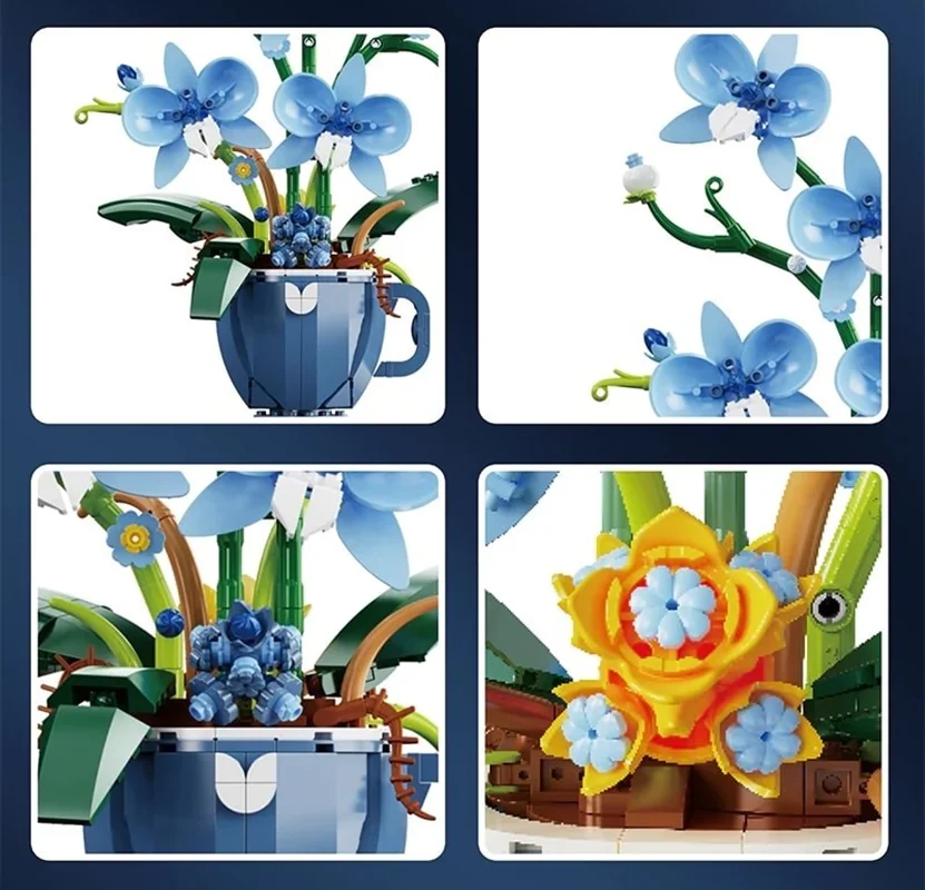 نمای نزدیک از گلبرگهای لگو گل ارکیده در فنجان با جزئیات دقیق