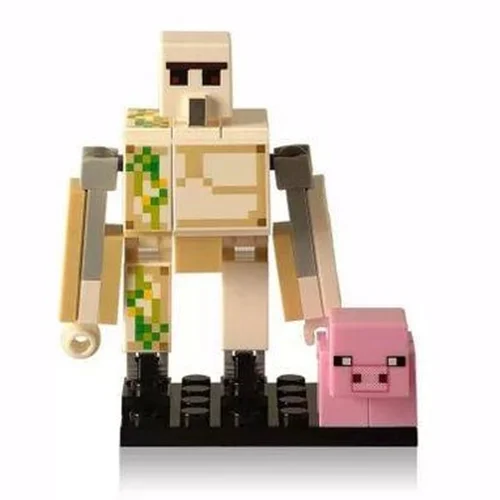 مینی فیگور لگو ماینکرفت آیرون گلم با خوک Iron Golem with pig