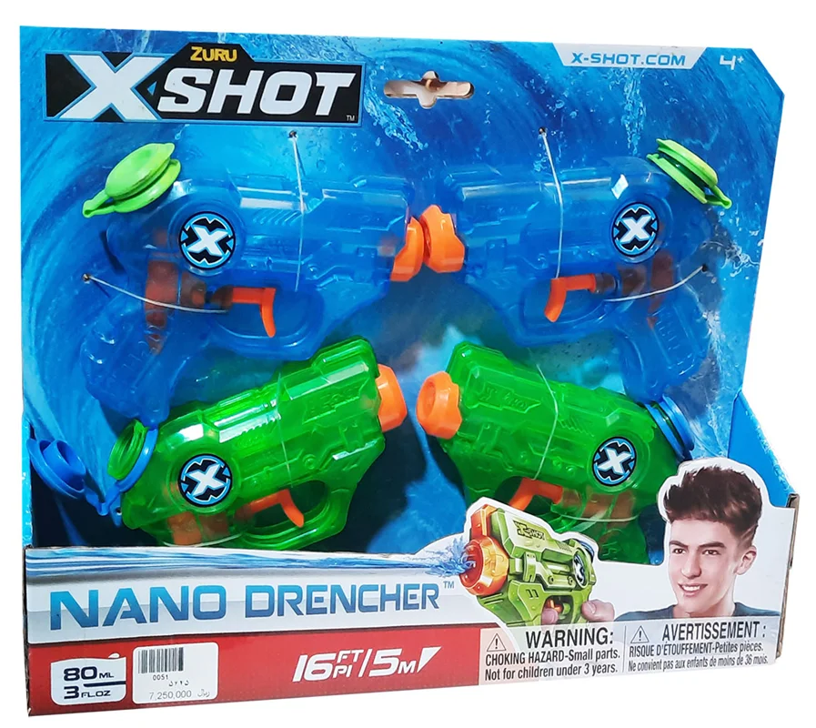 خرید زورو ایکس شات «آبپاش ایکس شات بسته 4 تایی نانو درنچر نانو خیس کننده»  Zuru X Shot Nano Drencher Water Gun 4 Pack 5645