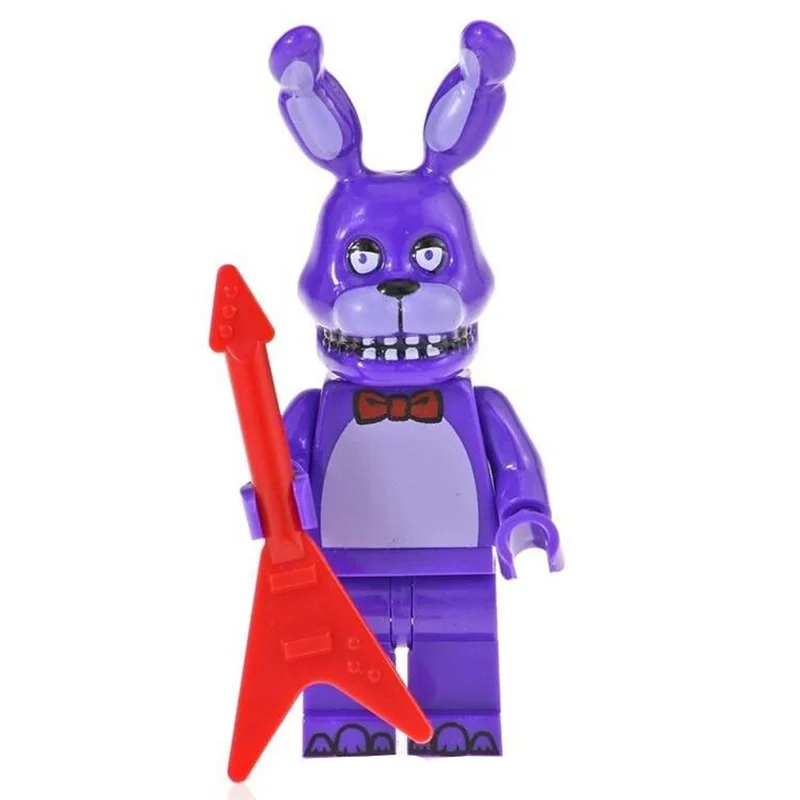 نمای جلوی مینی فیگور لگو بانی Bonnie با گیتار قرمز فایو نایتس اَت فردیز Five Nights at Freddy's