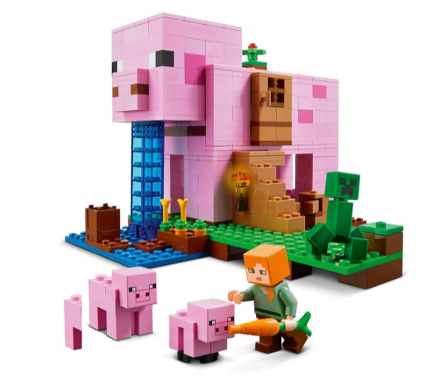 نمای بغل لگو Minecraft Pig 506 قطعه – خوک صورتی