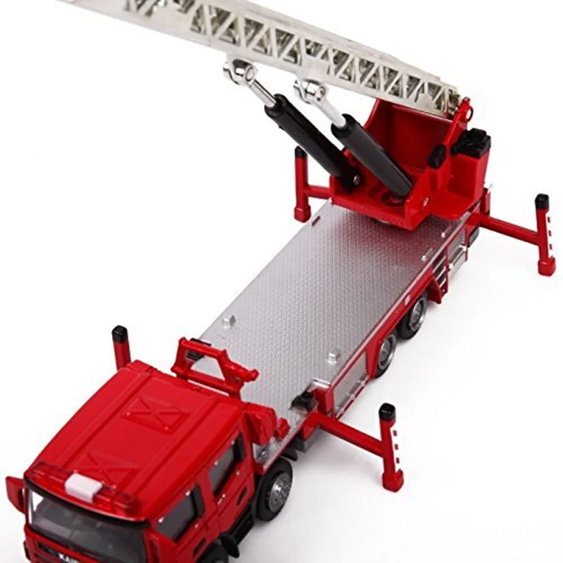 ماکت فلزی کایدویی «ماشین آتش نشانی نردبانی» Kaidiwei Diecast Modern Ladder Firefighter Car 1:50 Scale