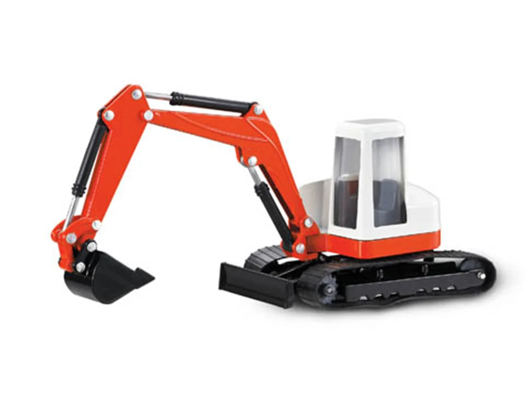 ماکت فلزی هوایی تویز های تراک «ماشین بیل مکانیکی سفید و نارنجی» Hy Truck Huayi Toys Diecast Excavator Orange White 6012-4