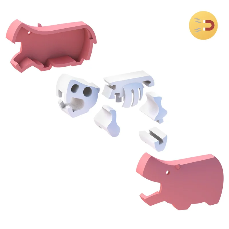 خرید بازی فکری ساختنی فیل 3 بعدی مغناطیسی «هیپو» Halftoys 3D Bone Puzzle Magnet Play Savannah Animal friends Hippo HAS005