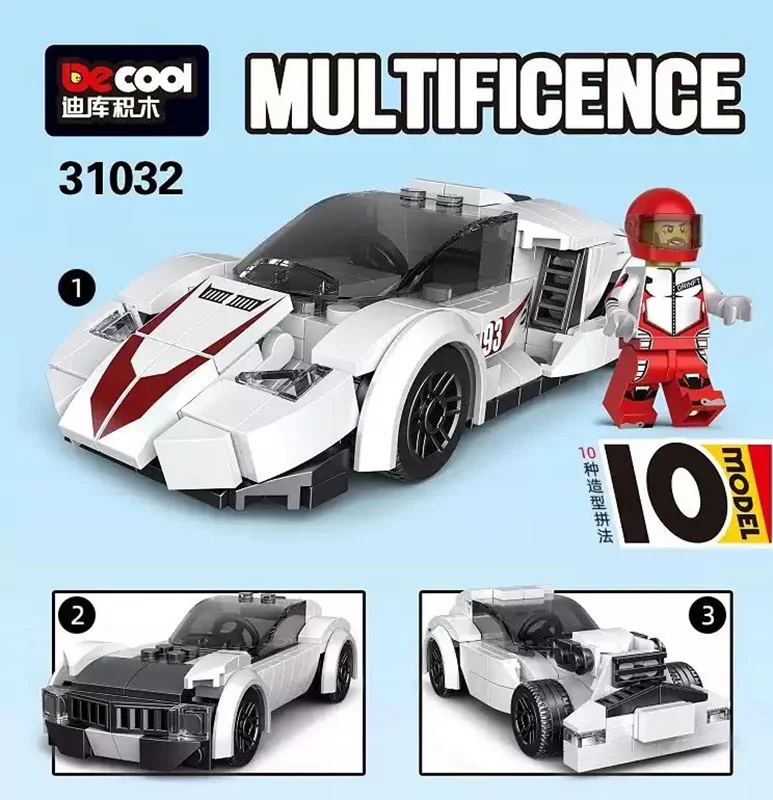 خرید لگو دکول چندگانه «ماشین مسابقه رودستر 10 مدل» Decool Multificence Flowing Roadster Lego 31032