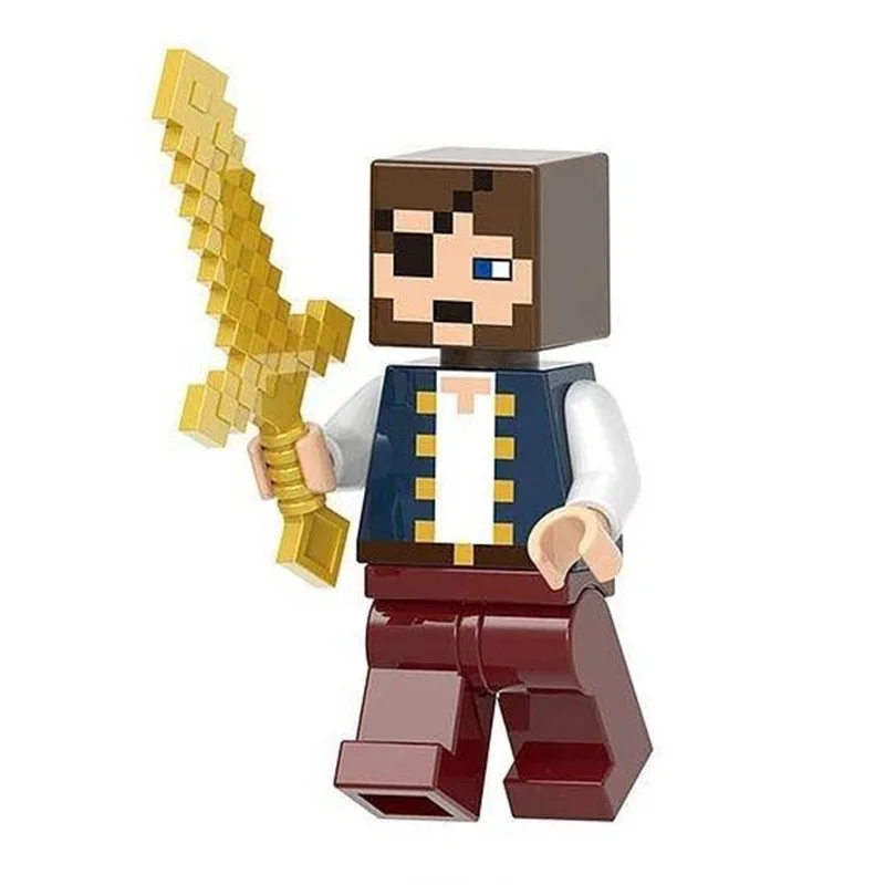 نمای سه بعدی مینی فیگور دزد دریایی ماینکرفت با شمشیر در دست پیریت