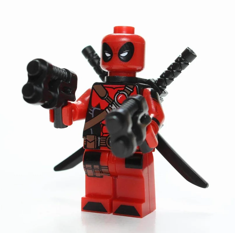 مینی فیگور لگو با سلاح Deadpool نمای سه بعدی