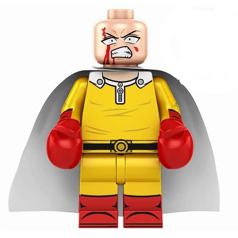 مینی فیگور لگویی مرد تک مشتی با شنل سفید و لباس زرد