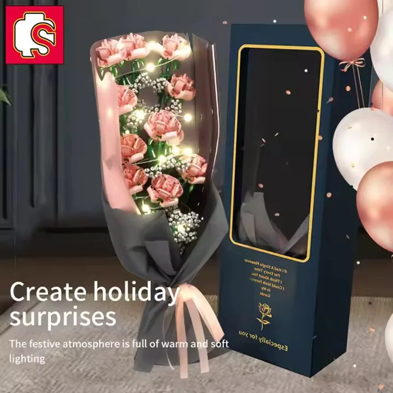 جعبه لگو Sembo 601216 دستهگل رز با نور