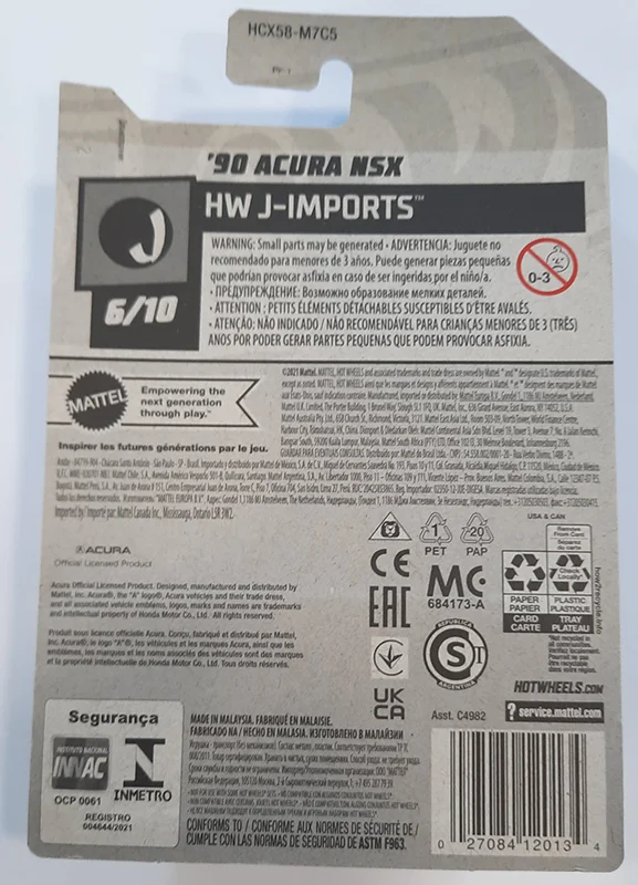 خرید ماشین فلزی هات ویلز ماشین «90 آکورا NSX» ماشین فلزی Hot Wheels 90 Acura Nsx HW J-Imports 6/10 144/250